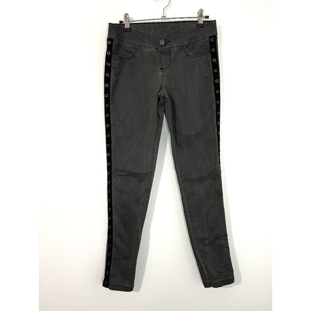 Harley Davidson Gray Studded Skinny Low Rise Pants Size 4‎